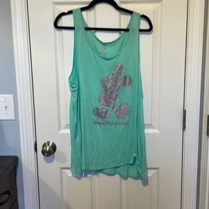 Green & Silver WDW Glitter Tank